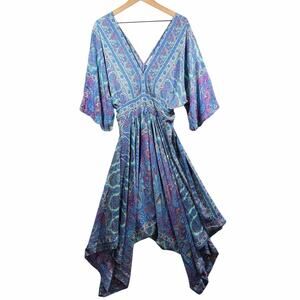 Karma Highway Boho Jumpsuit Blue Print Gypsy Flowy OS
